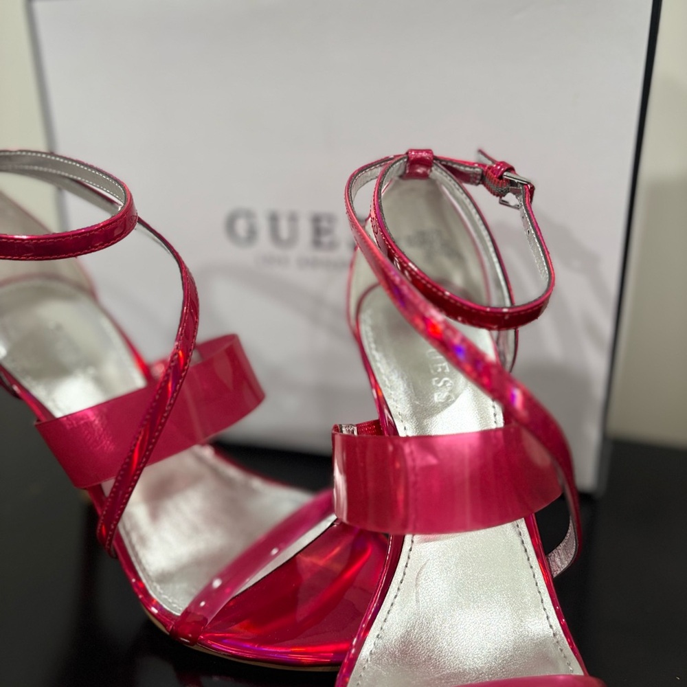 Guess Pink Metallic Heels Strappy Design - Picture 5 of 6
